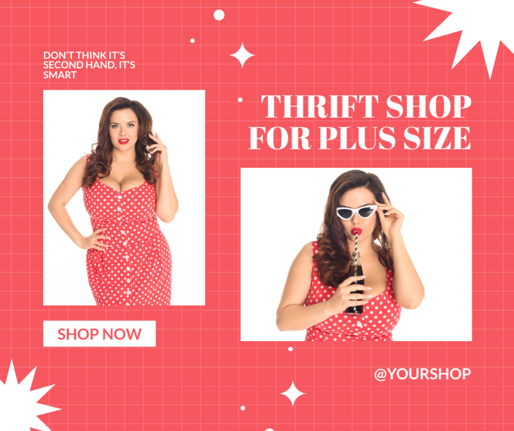 Szablon projektu Thrift shop for plus size pink Facebook