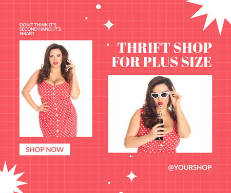 Thrift shop for plus size pink Facebook Design Template