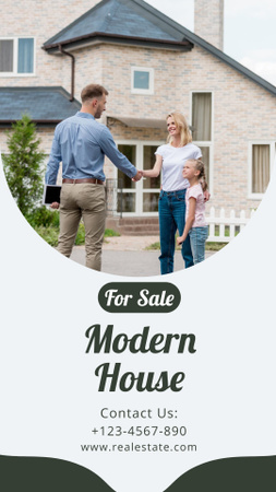 Modern House Sale Offer with Agent and Family Instagram Video Story Design Template