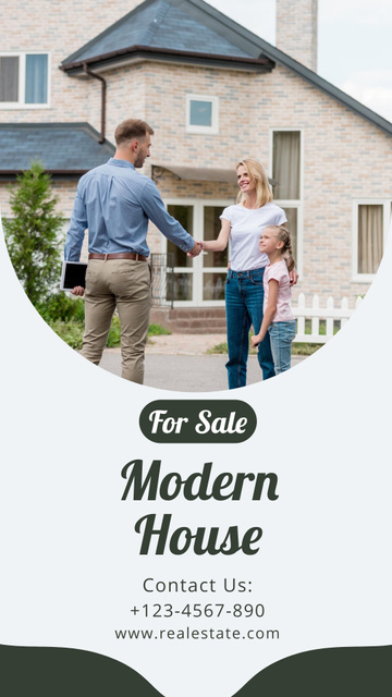 Modern House Sale Offer with Agent and Family Instagram Video Storyデザインテンプレート