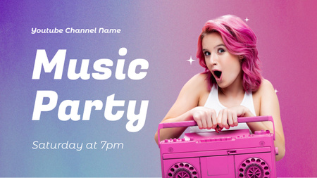 Bright Announcement of Music Party Youtube Thumbnail Design Template