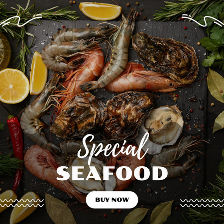 Seafood Restaurant Ad Instagram Design Template