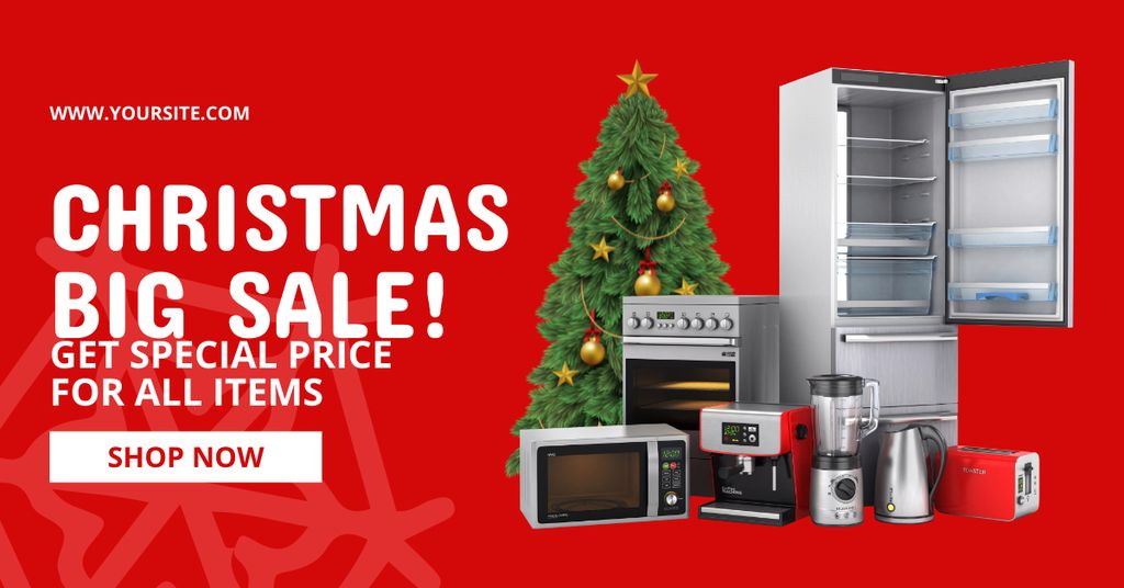 Big Christmas Sale of Home Appliances Facebook AD Πρότυπο σχεδίασης