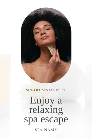 Spa Services Discount Offer with Young Woman Pinterest Design Template
