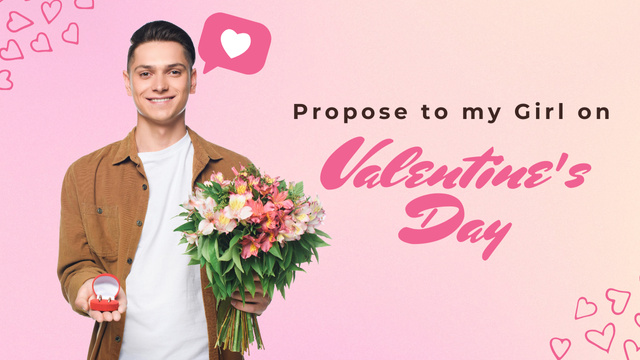 Plantilla de diseño de Valentine's Day Proposal with Handsome Young Man Youtube Thumbnail 