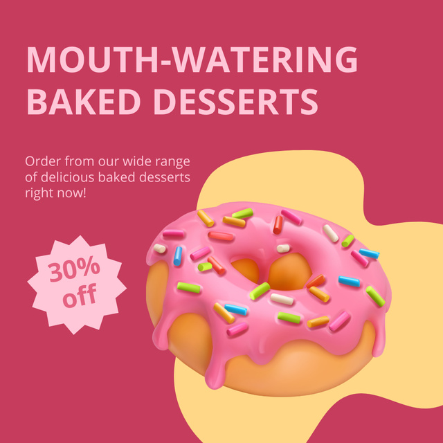 Mouth-Watering Baked Desserts Instagram Tasarım Şablonu