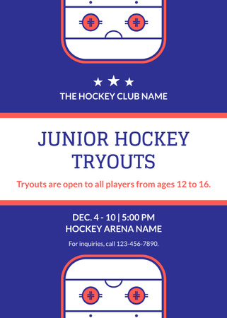 Junior Hockey Tryouts Announcement Flayer Design Template