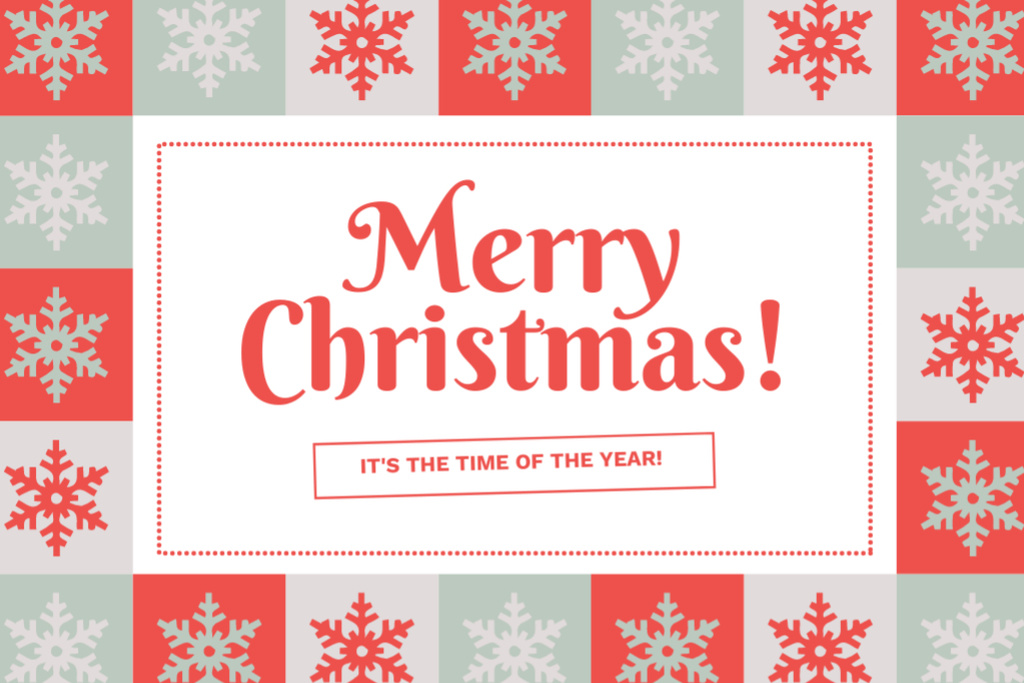 Sincere Christmas Greetings with Snowflake Pattern Postcard 4x6in – шаблон для дизайну