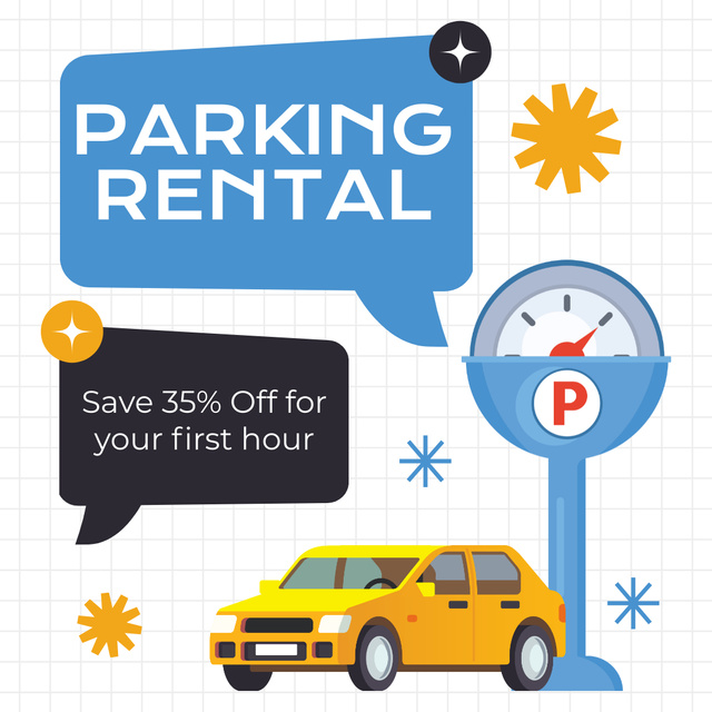 Discount on Renting Parking Lot with Parking Meter Instagram AD Design Template