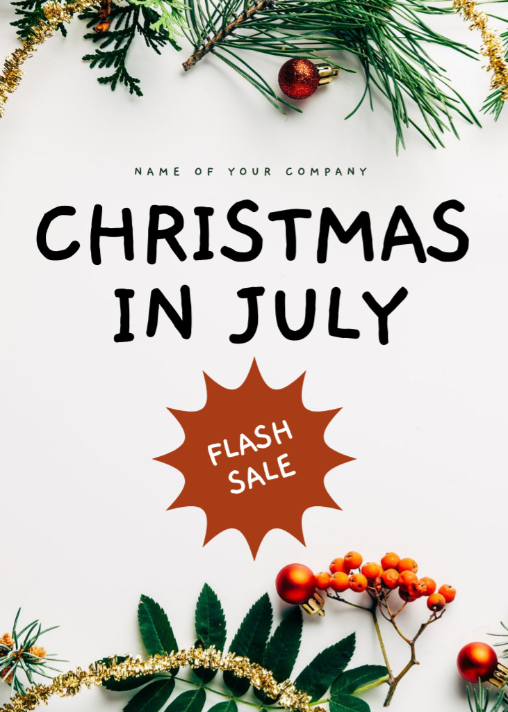Captivating July Christmas Items Sale Announcement Flayer Modelo de Design