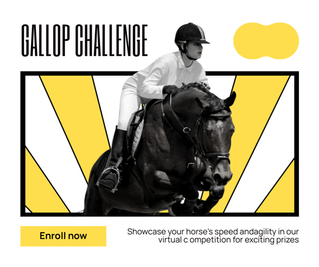Equestrian Sport Showcase And Gallop Challenge Announcement Facebook Design Template