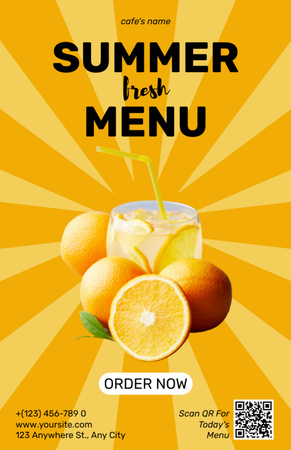 Summer Menu of Fresh Drinks Recipe Card Design Template