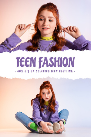 Szablon projektu Oferta sprzedaży modnych ubrań dla nastolatków Pinterest