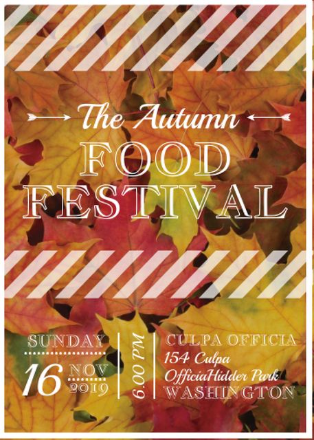 Ontwerpsjabloon van Invitation van Autumn food Festival ad on Yellow Leaves