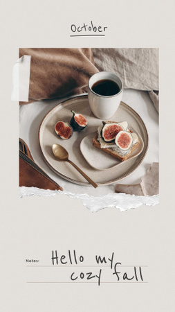 Ontwerpsjabloon van Instagram Story van herfstinspiratie met vijgen en koffie