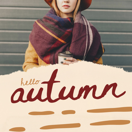 Stylish Young Girl in Autumn Outfit Instagram Design Template