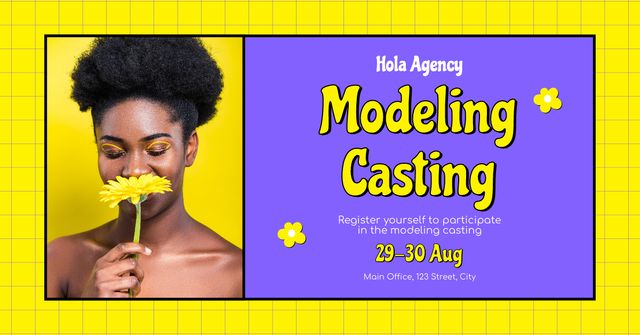 Model Casting with Cute African American Woman Facebook AD Πρότυπο σχεδίασης