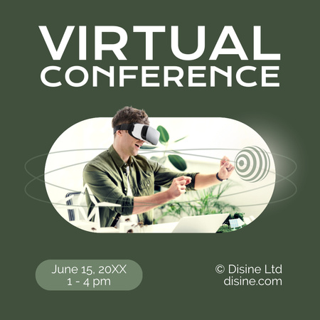 Virtual Reality Conference with Man using Glasses Instagram Design Template
