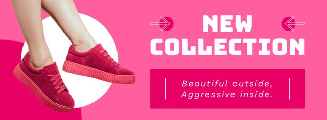 Pink Collection of Comfortable Shoes Facebook cover Design Template