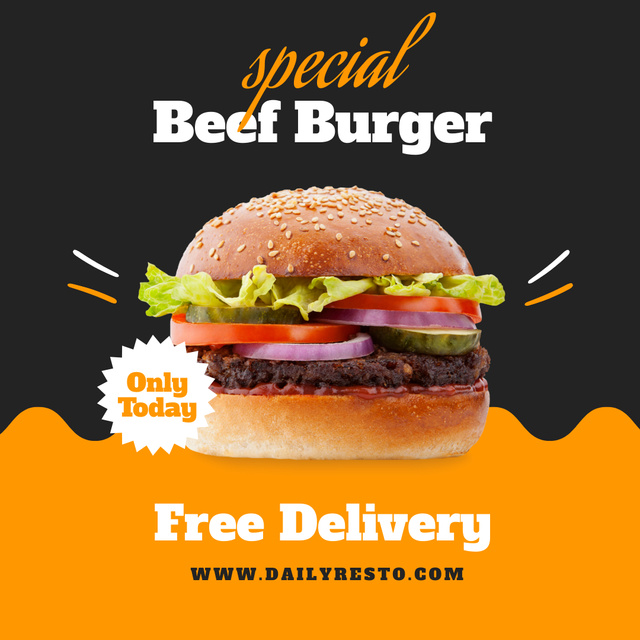 Special Beef Burger Offer Instagram Tasarım Şablonu