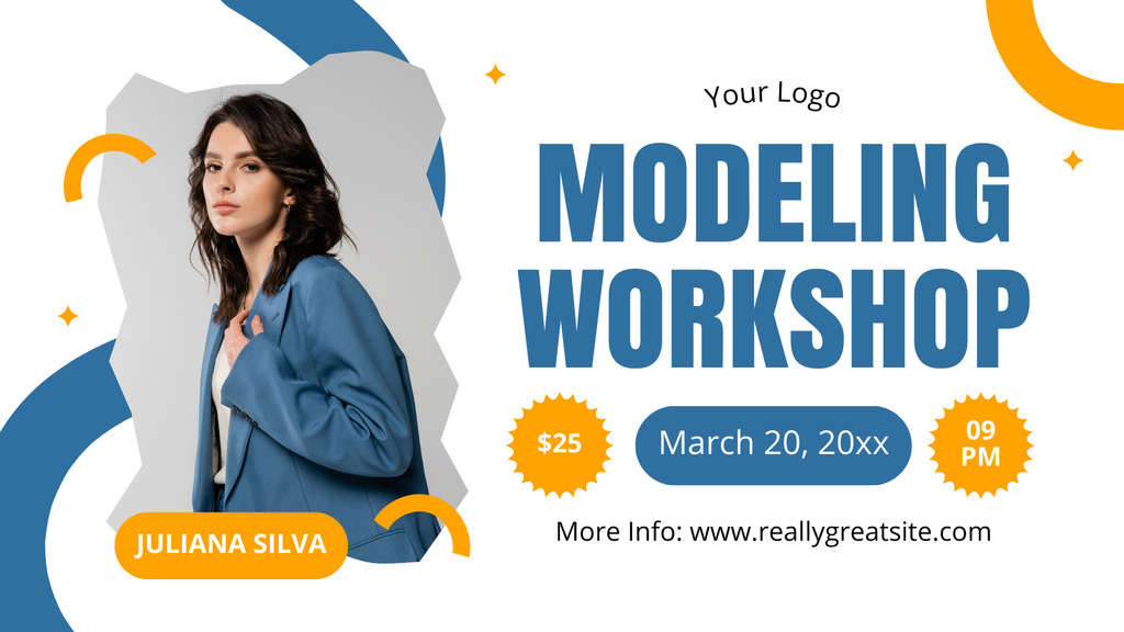 Designvorlage Model Workshop by Beautiful Stylish Woman für FB event cover
