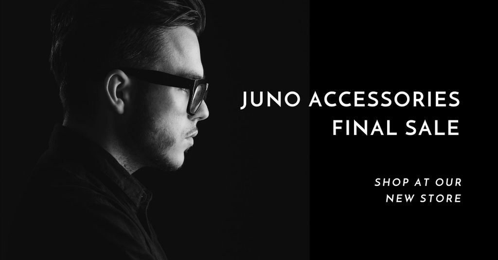 Accessories Sale Offer with Man in Stylish Glasses Facebook ADデザインテンプレート