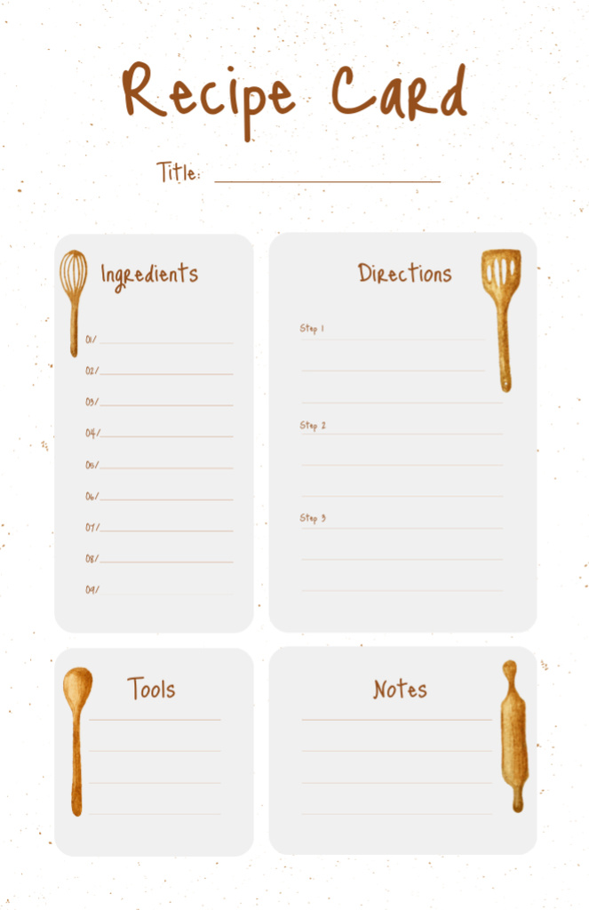 Illustration of Kitchen Tools Recipe Cardデザインテンプレート