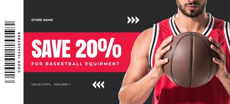 Perfect Basketball Equipment Sale Offer Coupon 3.75x8.25in Design Template