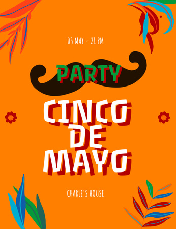 Úžasná párty Cinco de Mayo Invitation 13.9x10.7cm Šablona návrhu