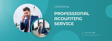 Professional Male Accountant in Office Doing Accounting Facebook cover Design Template