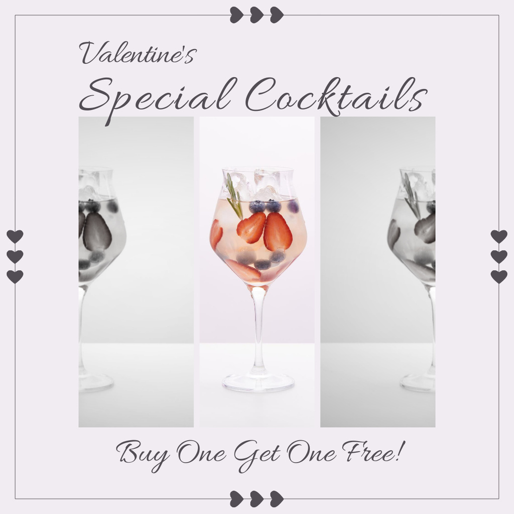 Plantilla de diseño de Promo Action for Cocktails for Valentine's Day Instagram AD 