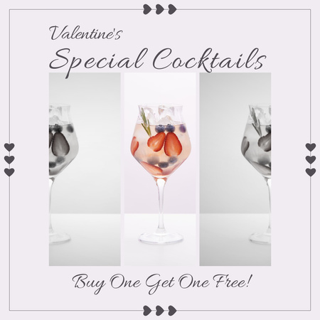 Template di design Azione promozionale per i cocktail per San Valentino Instagram AD