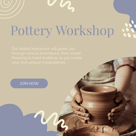 Platilla de diseño Clay Modeling Classes Ad with Potter Making Clay Pot Instagram