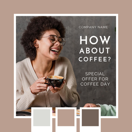 Вдохновение для капучино во время Дня кофе Instagram – шаблон для дизайна