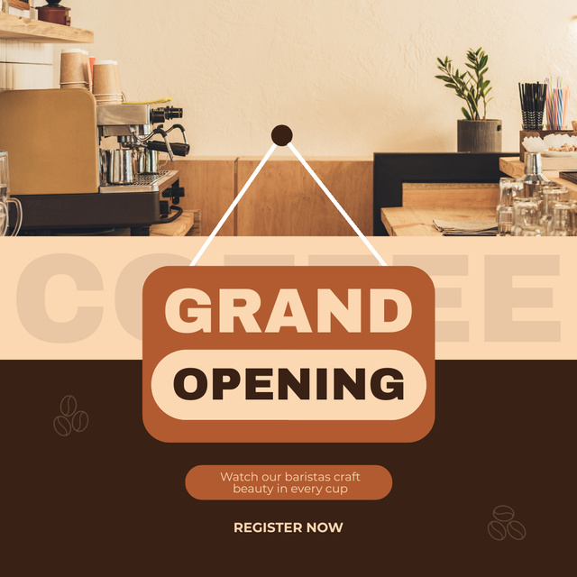 Ontwerpsjabloon van Instagram AD van Cafe Grand Opening With Well-known Barista