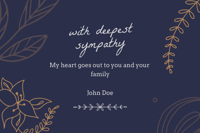 Modèle de visuel Sympathy Phrase With Floral Pattern In Blue - Postcard 4x6in