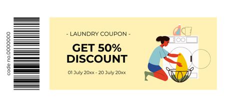 Offer Discounts on Laundry Service with Illustration Coupon Din Large Design Template