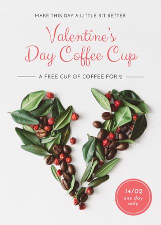 Platilla de diseño Valentine's Day Coffee beans Heart Flayer