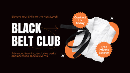 Free Private Lesson In Black Belt Club FB event cover Design Template
