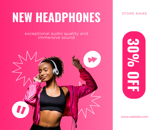Headphones for Sports and Recreation Facebookデザインテンプレート