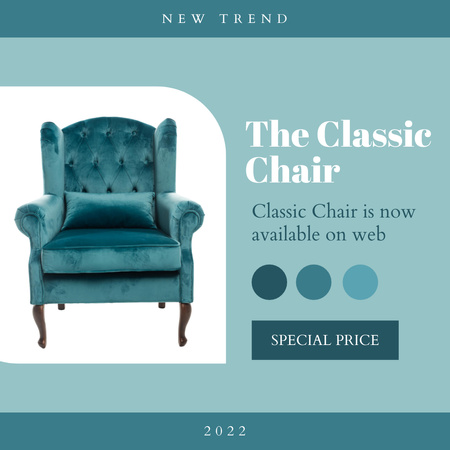 Designvorlage Furniture Offer with Luxury Vintage Armchair für Instagram