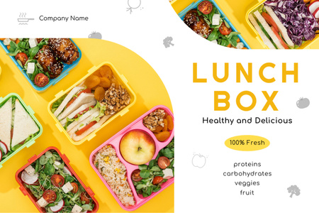 Template di design Scatole per il pranzo sane e deliziose Label
