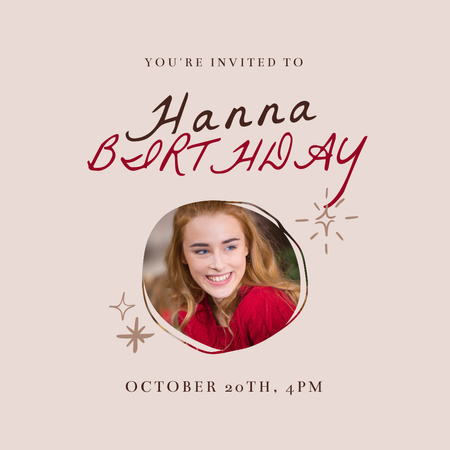 Birthday Party Invitation with Attractive Birthday Girl Instagram Design Template