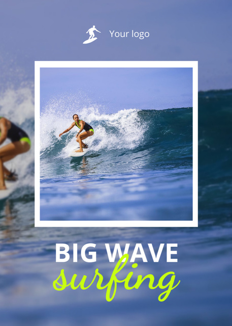 Platilla de diseño Big Wave Surfing Activity With Scenic View Postcard 5x7in Vertical