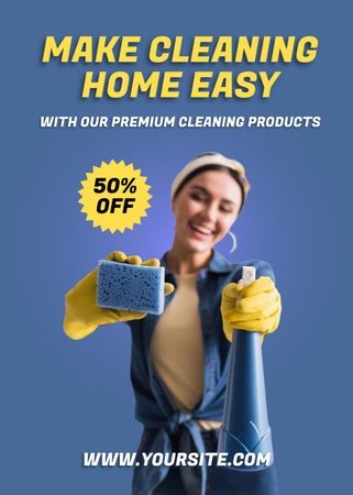 Supplies for Easy Cleaning Blue Flayer Design Template