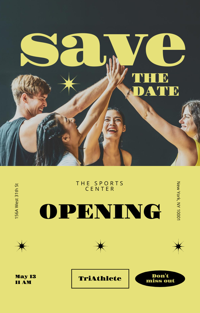Friends at Sports Center Opening Invitation 4.6x7.2in – шаблон для дизайну