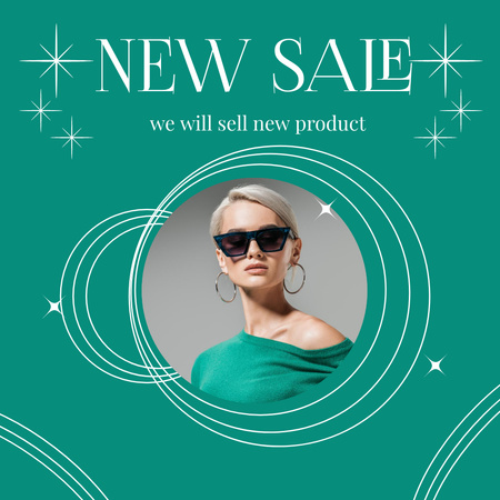 Fashion Ad with Blonde with Sunglasses Instagram tervezősablon
