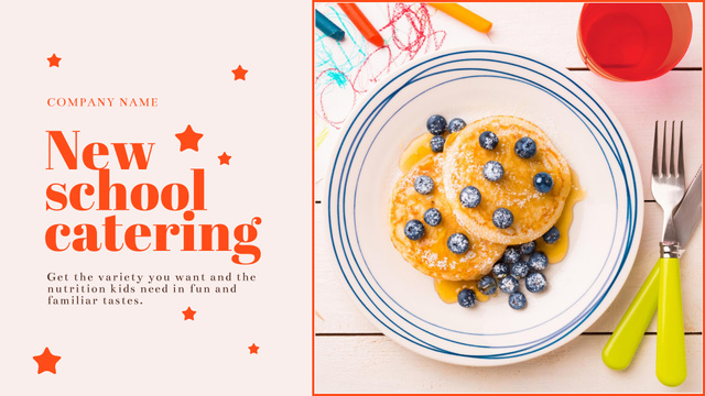 School Food Ad with Pancakes on Plate Full HD video – шаблон для дизайну