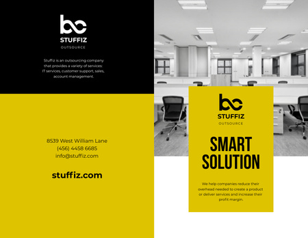 IT Company Services Ad with Modern Office Brochure 8.5x11in Bi-fold Design Template