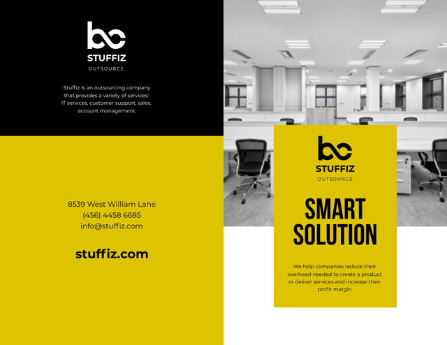 Cutting-Edge IT Company Services Promotion with Modern Office Brochure 8.5x11in Bi-fold Design Template